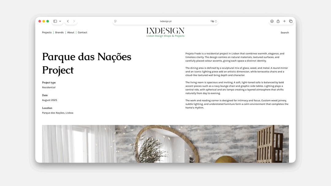 Parque das Nações project page scrolling on lxdesign.pt
