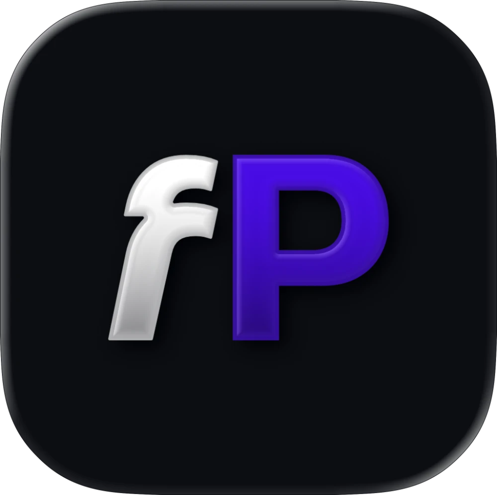 Forte app icon, f with a violet P