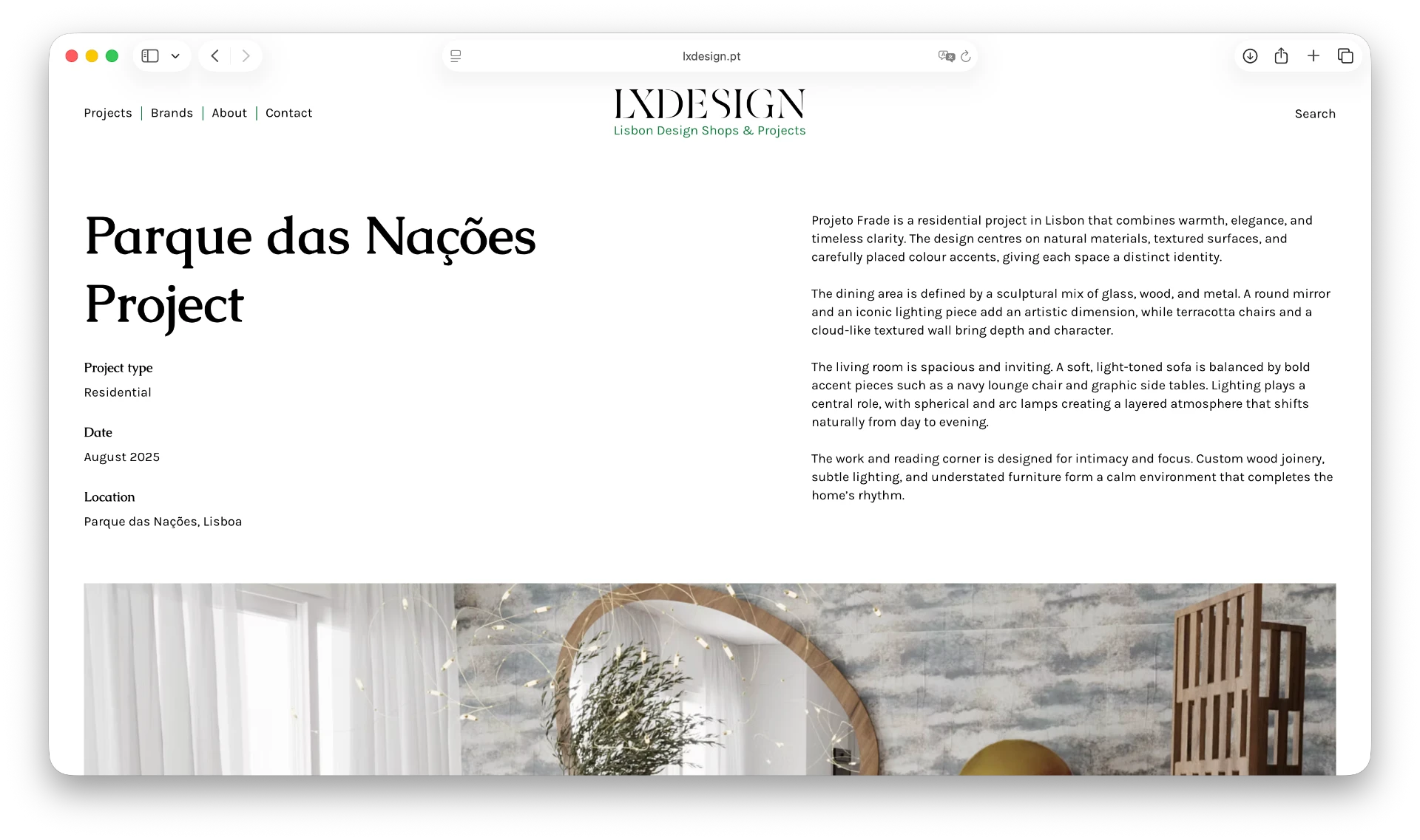 Parque das Nações project page on lxdesign.pt, in browser