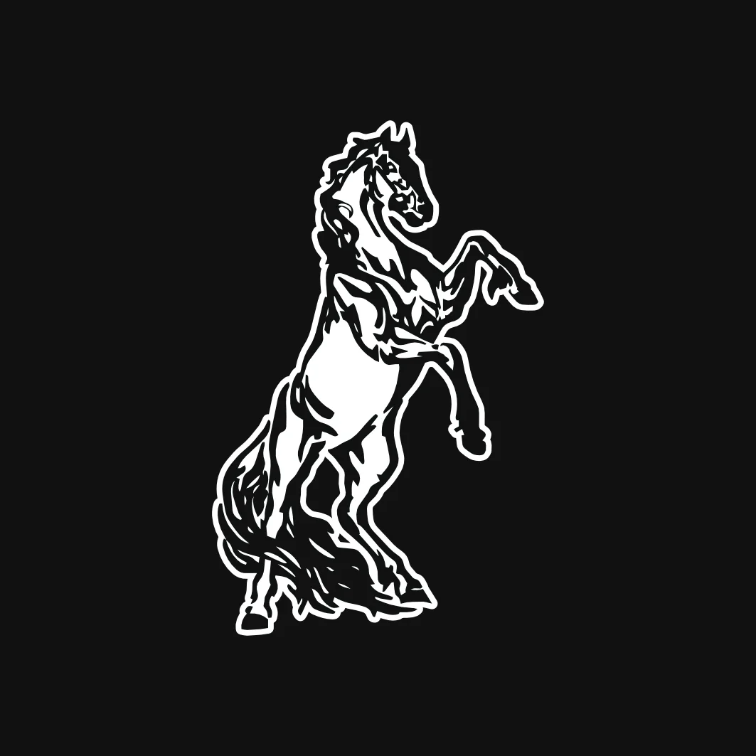 The horse knocked out in white, the team's social avatar