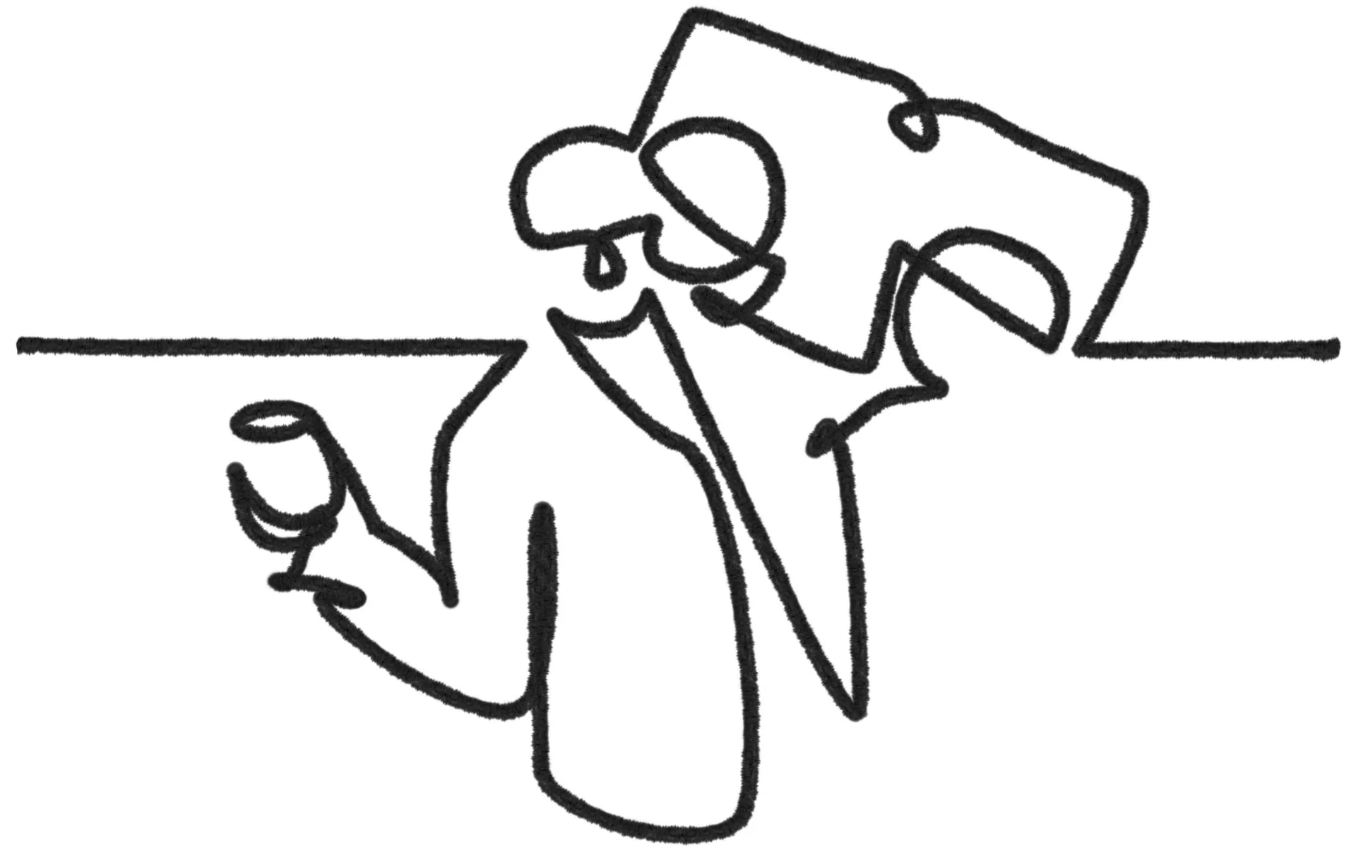 The one line drinker with a ghettoblaster, printed on the bowl