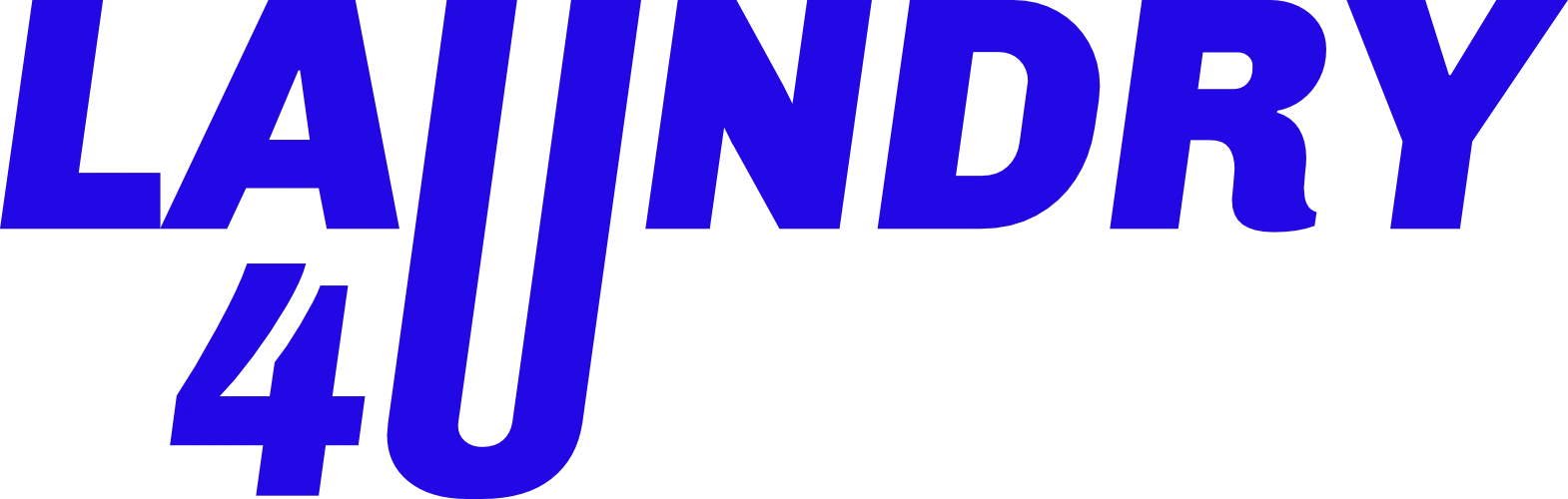 The Laundry4U wordmark, leaning forward with the shared U