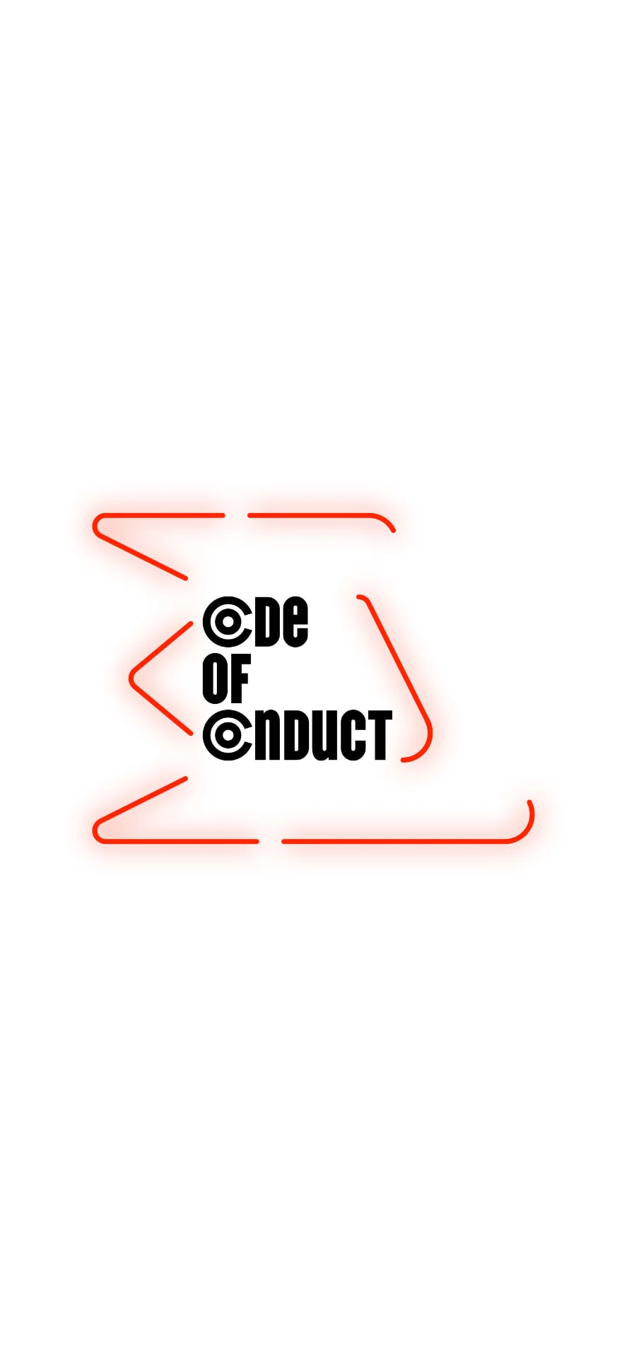 The code of conduct screen, the mark drawn in neon red