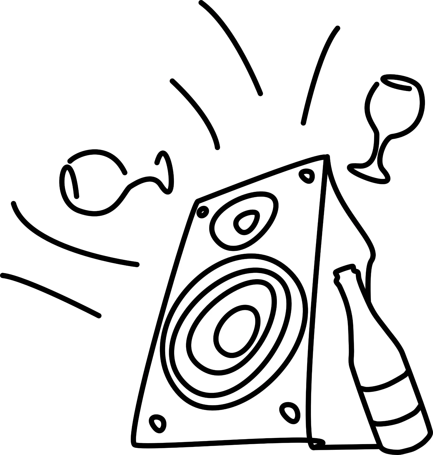 The speaker, bottle and glasses drawing printed on the bowl
