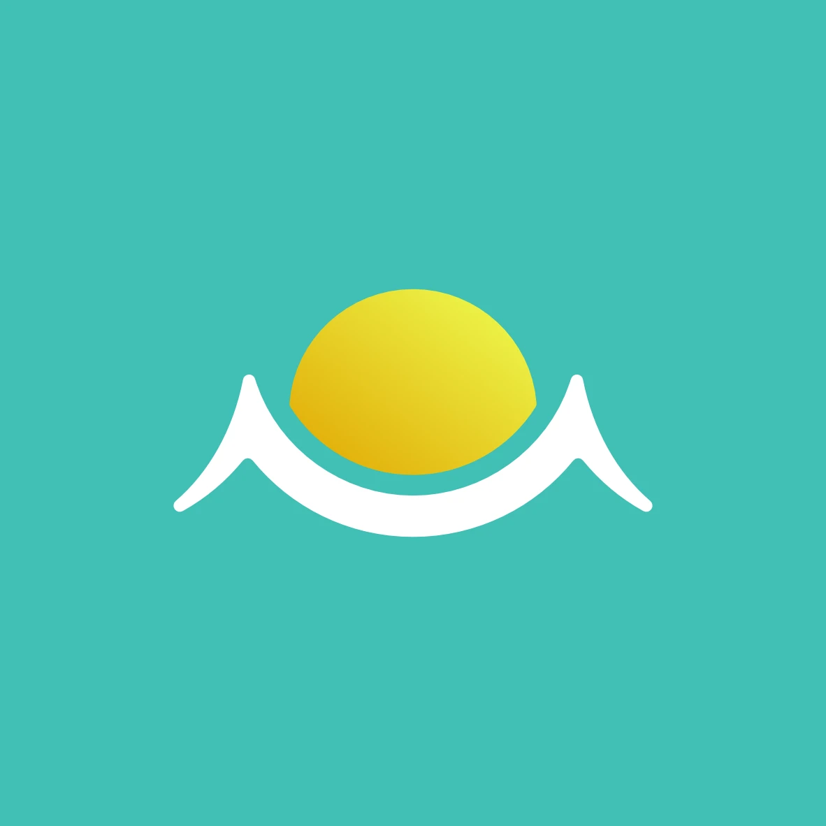 The sun mark in white on teal, the social avatar
