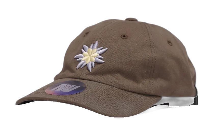 Seasoned olive cap with embroidered edelweiss